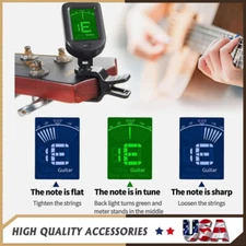 LCD Clip On Chromatic Acoustic Electric Guitar Bass-Ukulele Banjo Violin Tuner