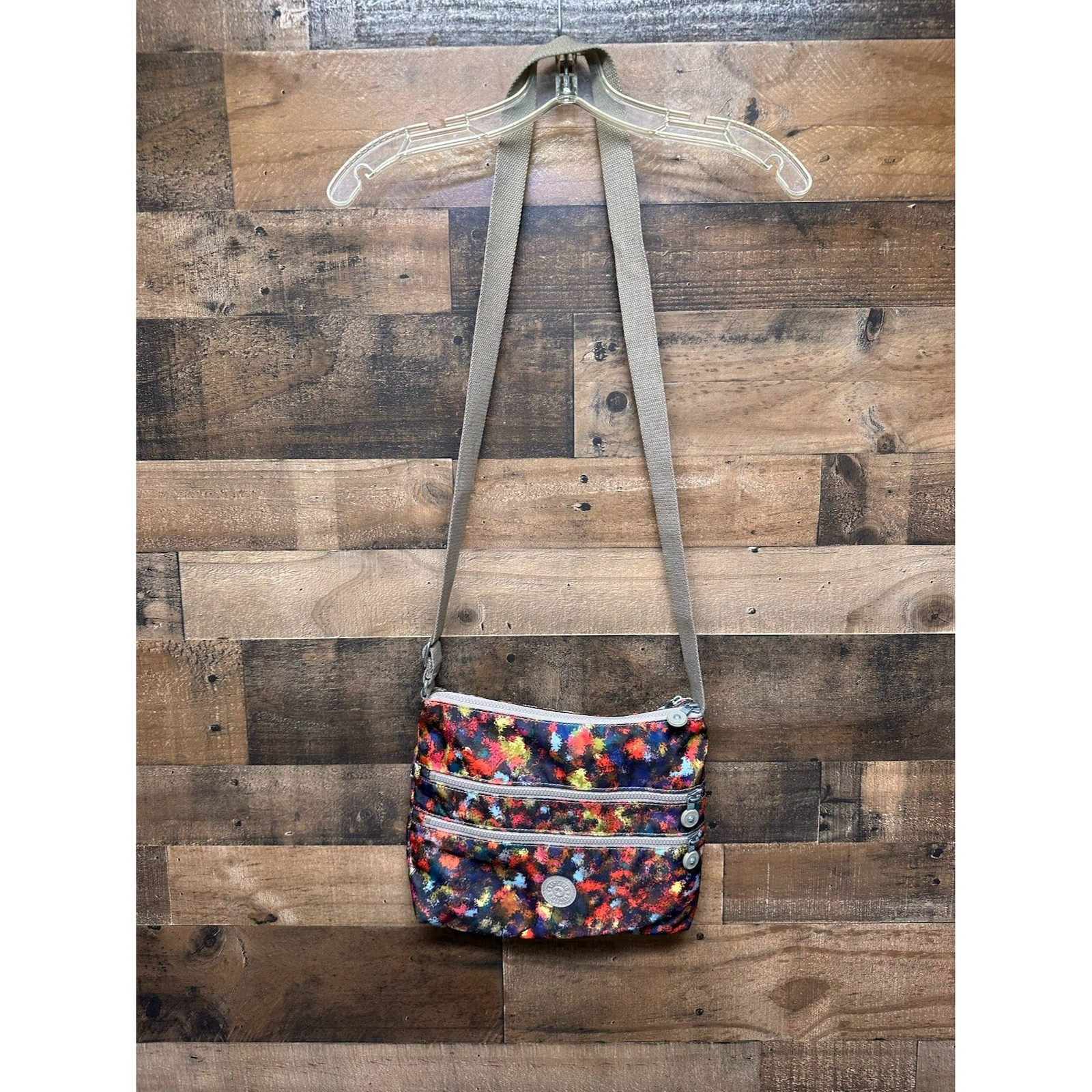 Kipling Multi Pocket Splatter Paint Crossbody Pur… - image 4