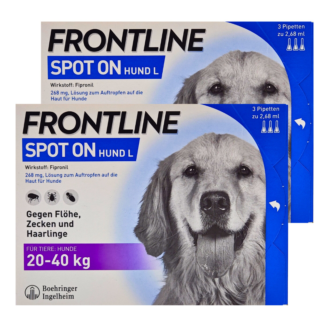 FRONTLINE Spot on L für Hunde 20-40 kg 2x3 St. - gegen Zecken, Flöhe, Haarlinge