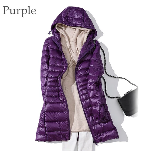 Winter Packable Ultralight Long Down Hooded Women Jacket Puffer Parka Coats - Picture 15 of 36