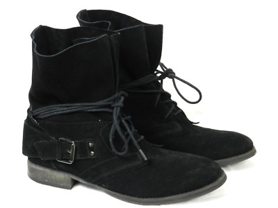 Carlos Santana Boots Womens Size 9.5 Black Suede Ankle Boots Pull On