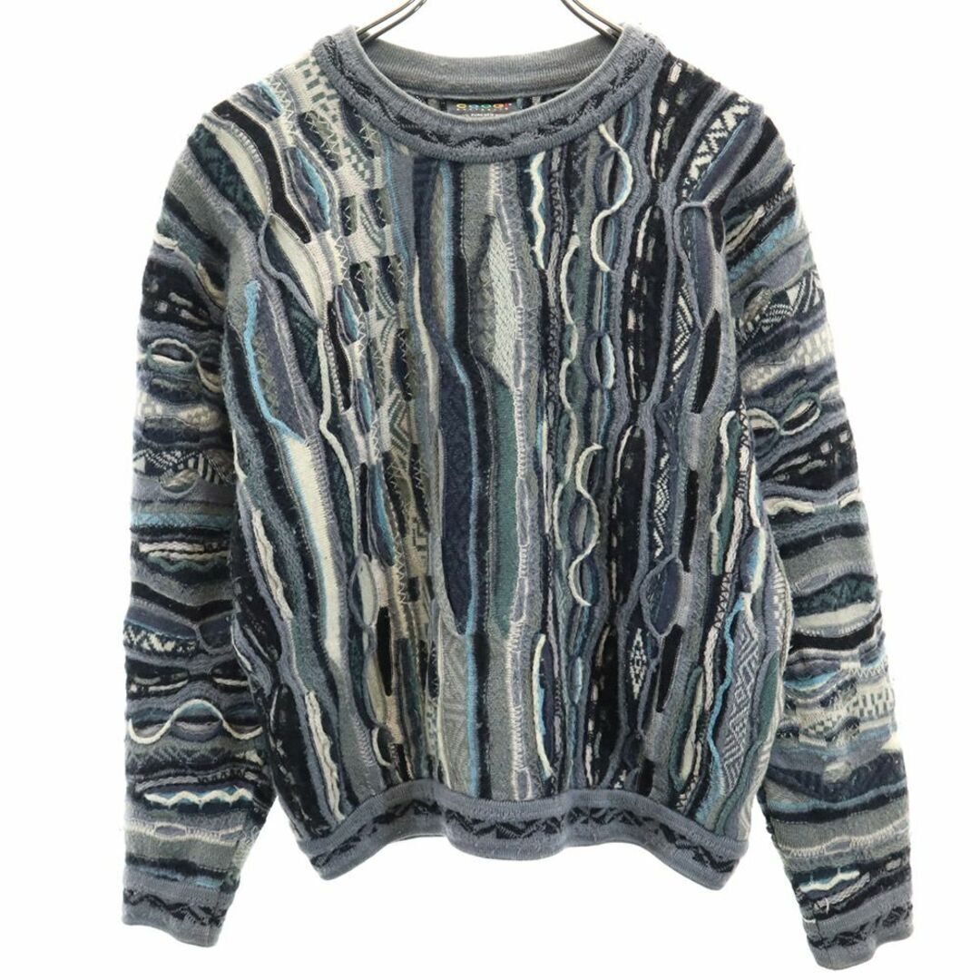 Coogi 90S Wool Old 3D Knit All Over Pattern Long Sleeve Sweater Ss 