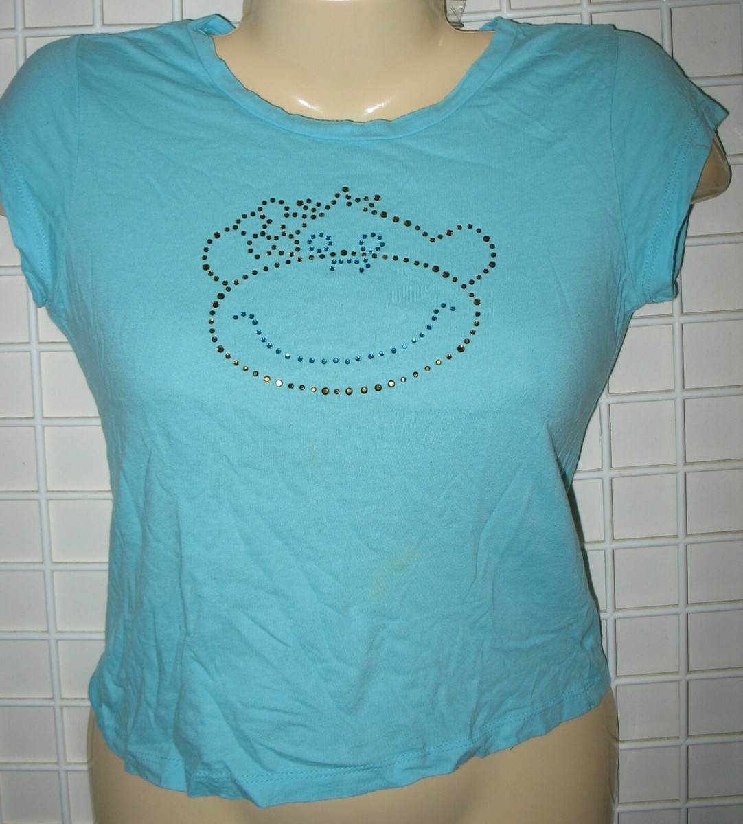 PAUL FRANK - LARGE - BLUE - RHINESTONE EMBELLISHED MONKEY - SHORT