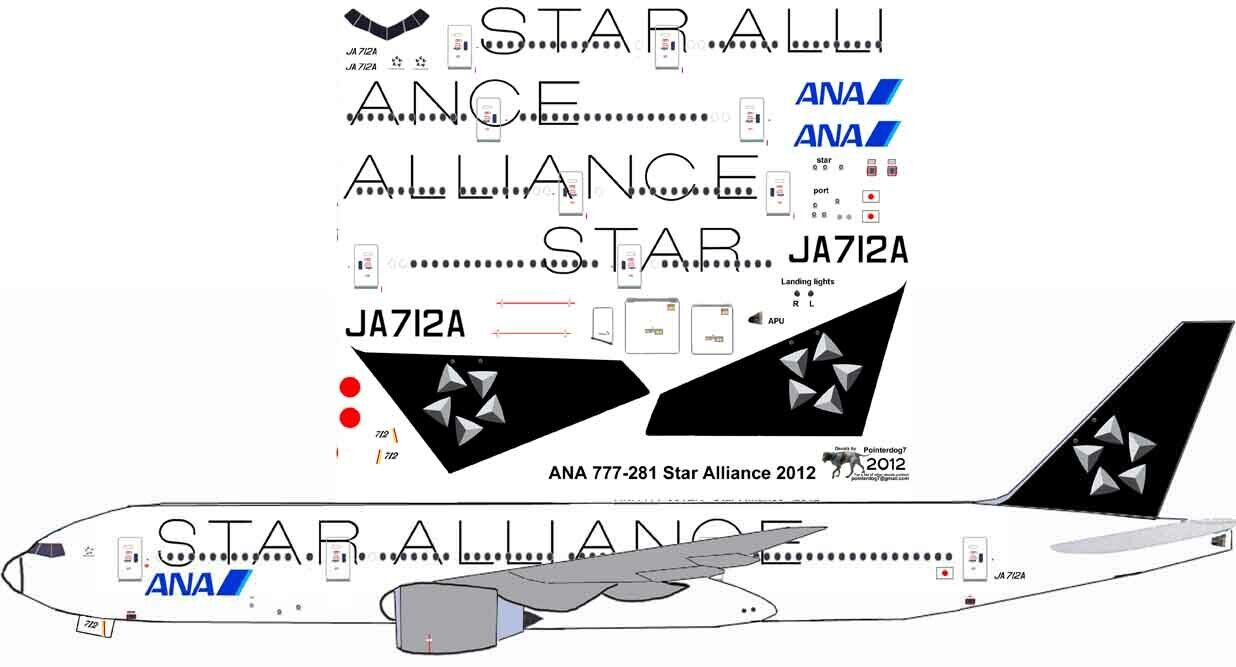 ANA Star Alliance Boeing 777-200 pointerdog7 decals for Minicraft 1/144 kits