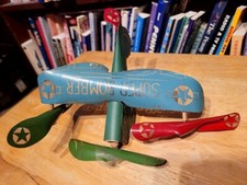 VINTAGE CARDBOARD & CELLULOID THREE PROPELLER SUPER BOMBER AIRPLANE WHIRLIGIG #2
