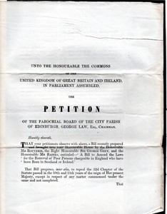 27  Great Britain - A Petition Against the Removal of English and Irish Vagrants