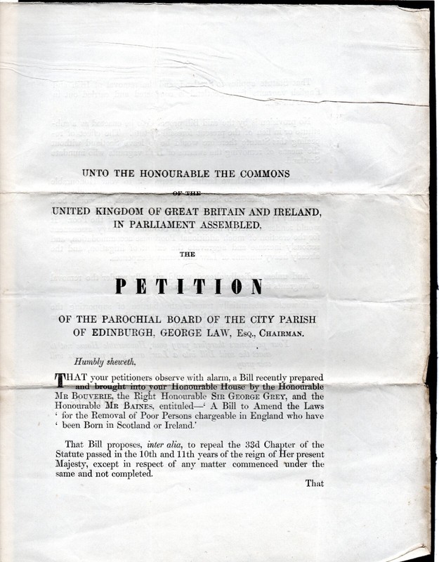 27  Great Britain - A Petition Against the Removal of English and Irish Vagrants