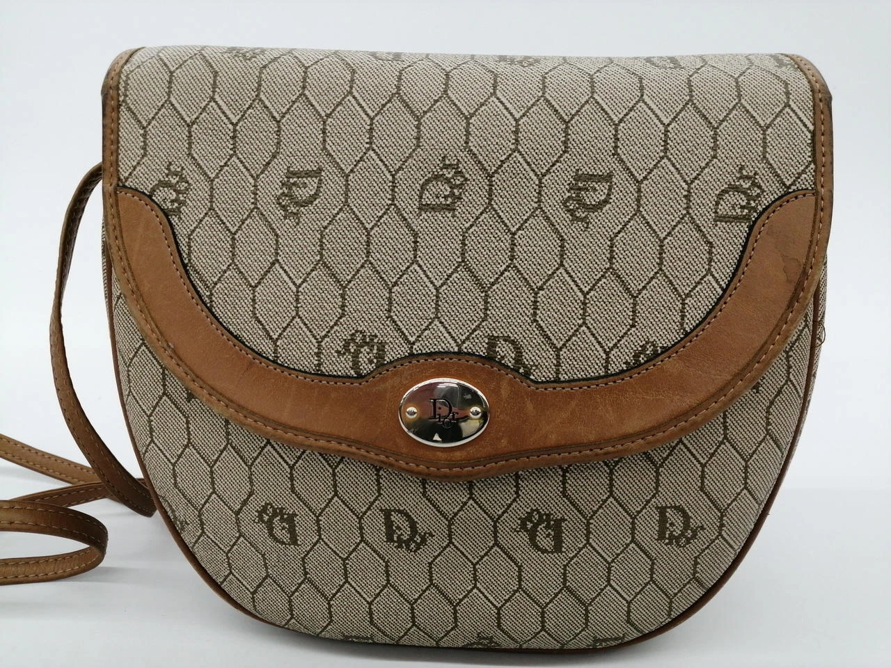 Sac bandoulière Christian Dior 8,2 pouces beige