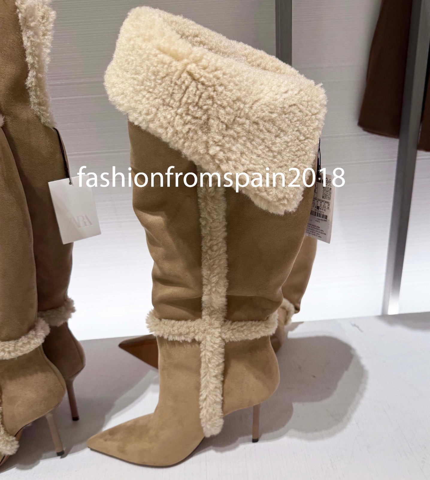 ZARA NEW WOMAN COMBINATION HEEL BOOTS LIGHT BEIGE 35-42 2015/610/111 image 2