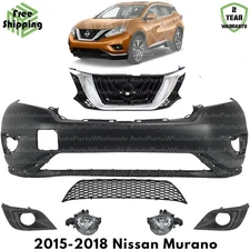 Front Bumper Cover Fascia & Grille Assembly Kit For 2015-2018 Nissan Murano