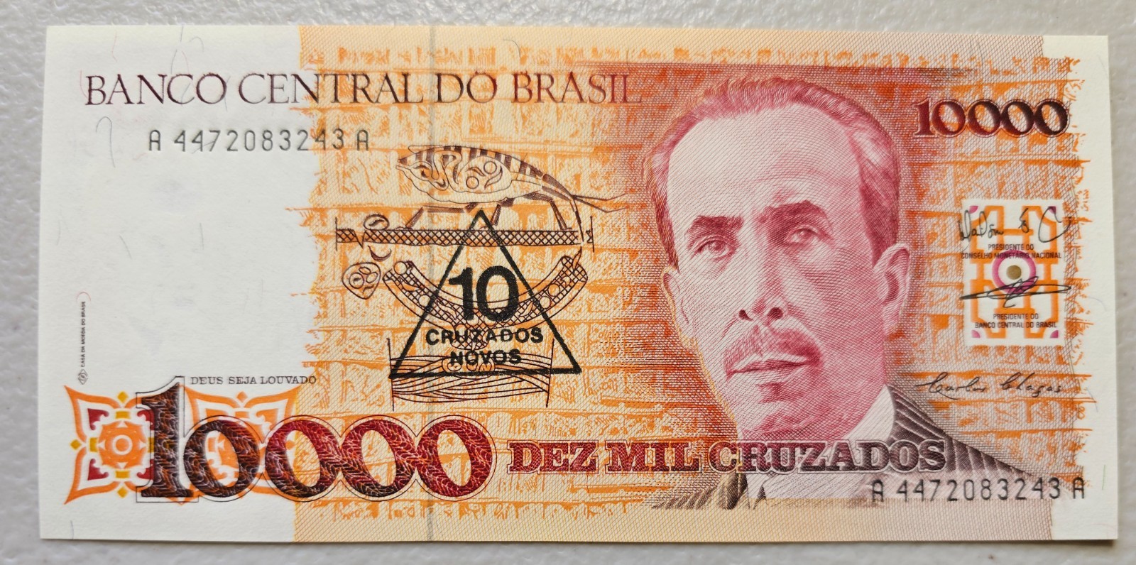 Brazil 10 Cruzados Novo / 10,000 Cruzados 1989-90 Unc