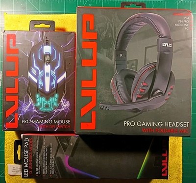 LVLUP PRO GAMING BUNDLE Headset Folding Mic / Mouse DPI Switch / LED Mouse Pad