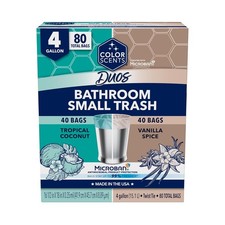 80 Small Trash Bags - 4 Gallon, Microban  Twist Tie Combo