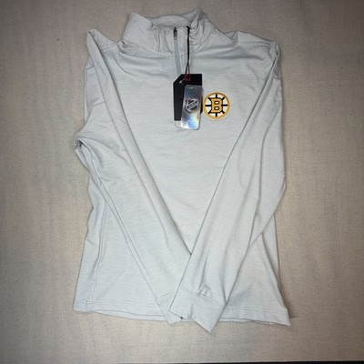 Antigua Boston Bruins 1/4 Zip Pullover NHL Gray Jacket Men s Small NWT