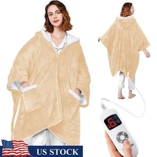 Reversible Flannel Sherpa Heated Blanket Smart Temperature Control Portable New