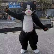 Cute Cat Mascot Costume Fancy Dress for Men Women Halloween Outdoor Outfit Suit