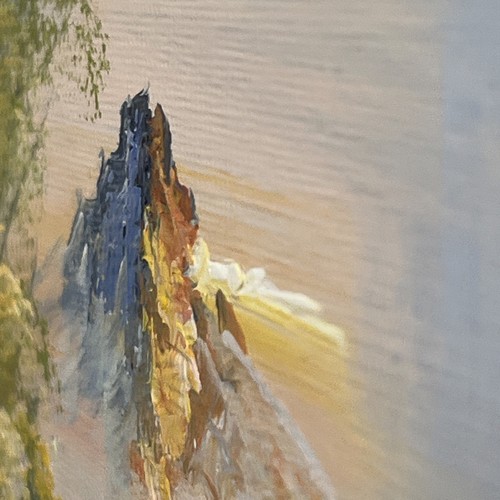 G Whitman Oil On Stretched Canvas Mountain River Scene Framed 8”x10” Original - Picture 12 of 24
