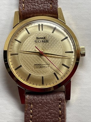 HMT Sona Watch India 17J Handwinding Gold Plated Mens Vintage