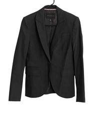 Banana Republic Vtg Wool Blend Blazer 6 Charcoal Pinstripe Classic Career