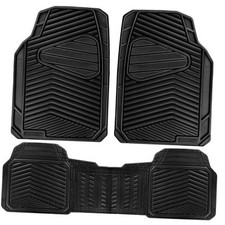 Rubber Car Mats, Waterproof Car Floor Mats All Full Set 3 Piece All Black
