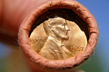 1967 Lincoln Cent Original Bank Wrap Roll Brandt Obw Penny Roll