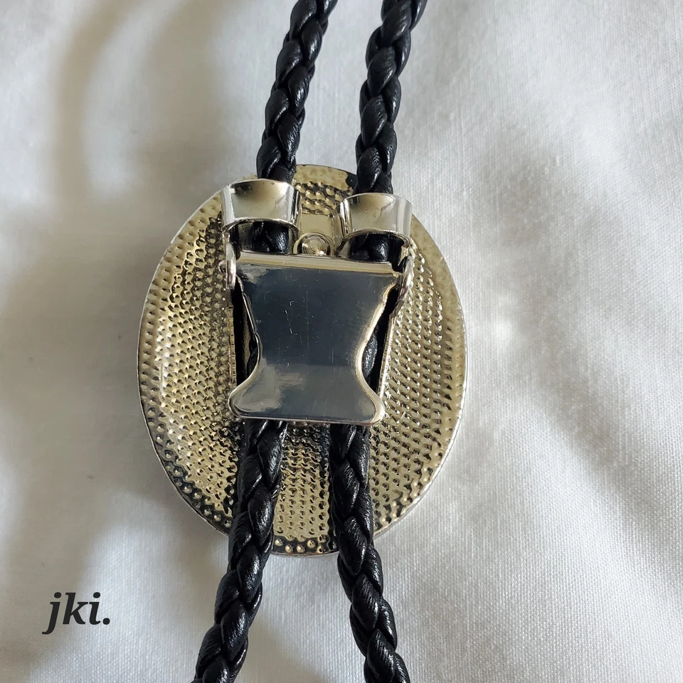 Corbata Bolo de ónix negro con puntas plateadas Foto 4 de 4