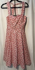 Retro Pinup Summer Dress 1950  s Style Red Cotton By K 6 Medium