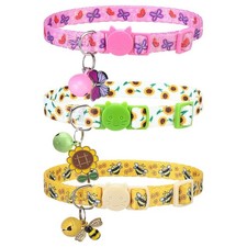 Breakaway Cat Collars with Bell  Cute Pendants, 3 Pack Safety Buckle Kitten ...