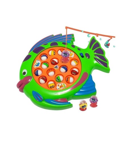 PESCA PAZZA FORMA PESCE 15 PESCI GIOCO TAVOLO BAMBINI EFFETTI SONORI GARA 4CANNE - Foto 1 di 1