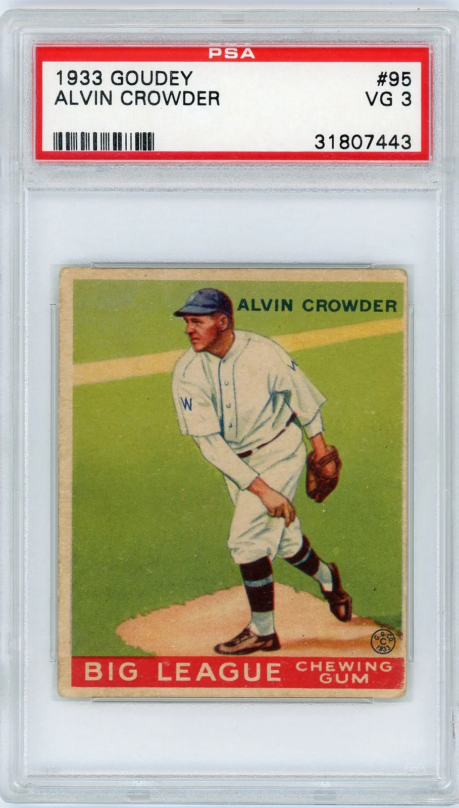 1933 Goudey Alvin Crowder #95 PSA 3 view 1