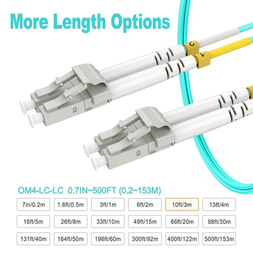 3m(10ft) OM4 LC to LC Fiber Patch Cables, Options 7inch~500ft, Multimode Fibe... - Picture 3 of 7