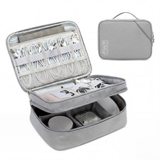 Lanola Travel Cable Organizer Bag, Electronic Accessories Case S, 2-Grey