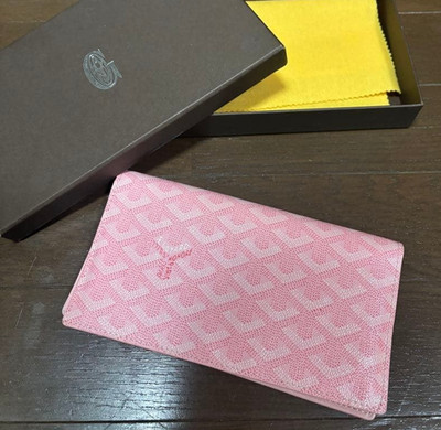 Goyard Paris Long Wallet Folding Pink Leather Herringbone 2008 Limited Edition
