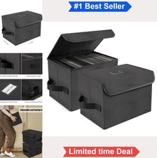 Vinyl Storage Box Set of 2 7 Inch Stackable LP Record Case with Lid Nylon