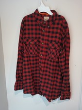 Field Stream Flannel Shirt Mens XL Red Black Buffalo Plaid Regular Button Up