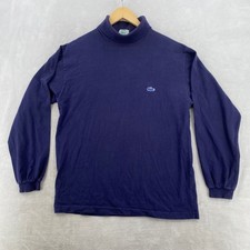 IZOD Lacoste Mens Long Sleeve Turtleneck T Shirt Navy Blue Croc Logo Size M