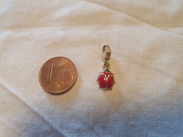 süsser Marienkäfer Charm Anhänger aus 375er Gelbgold