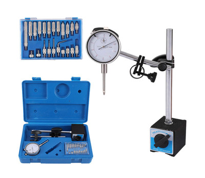 Dial Indicator with Magnetic Base Holder Fine Adjustable Long Arm 0-1'' Magnetic