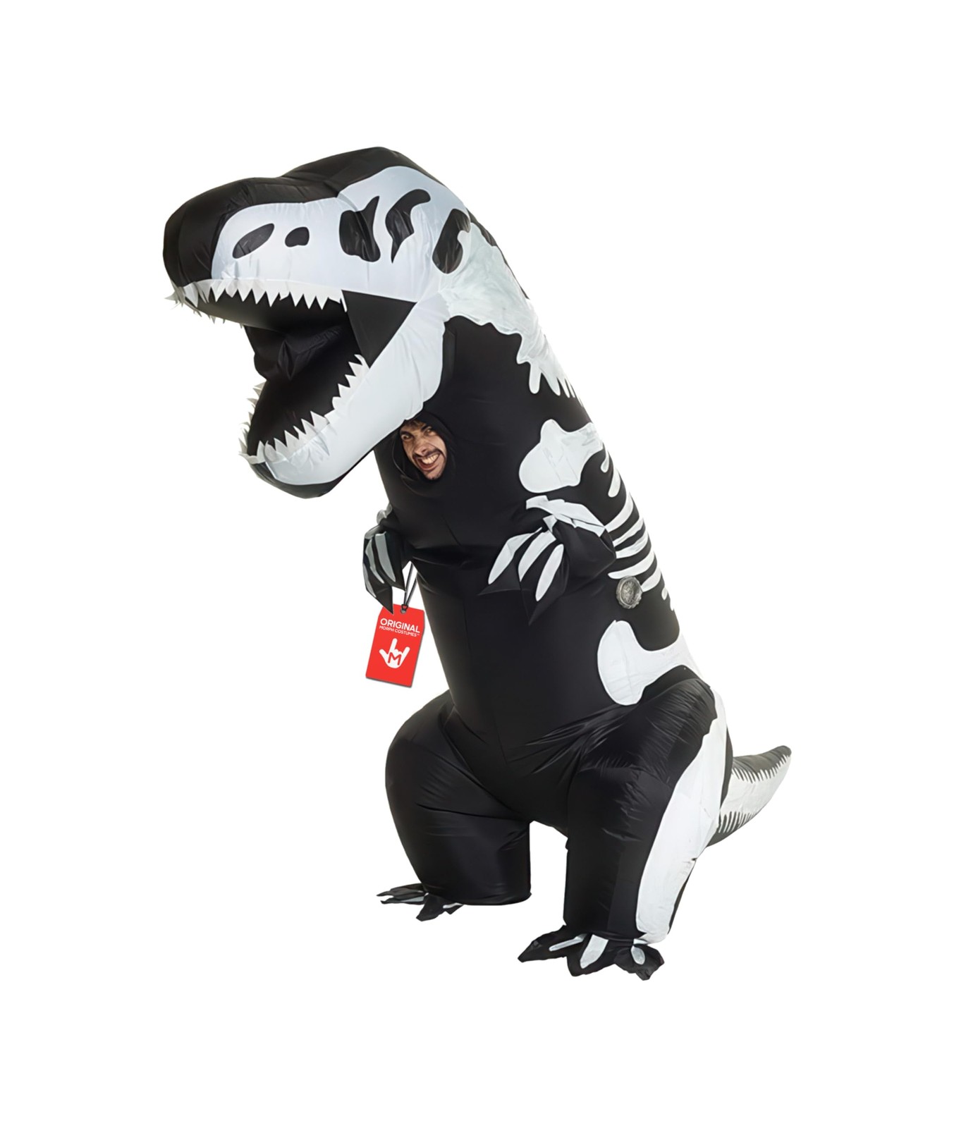 Inflatable Skeleton T-Rex Costume Adult Dinosaur Blow Up Halloween Fancy Dress