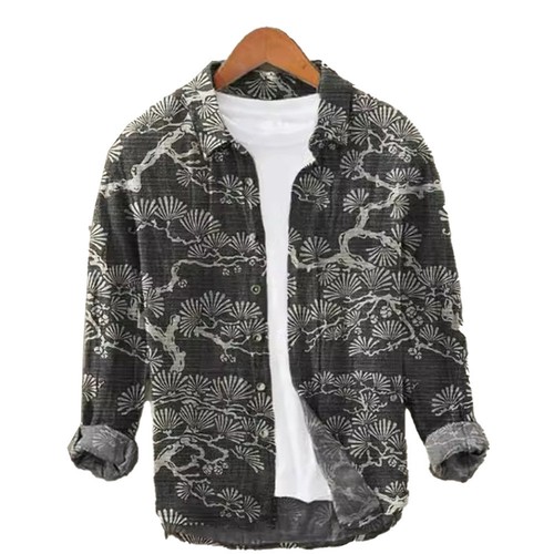 Herren Hawaii Langarm Button Down Hemd Freizeit traditionelles Muster - Bild 11 von 20