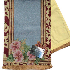 Tropical Home Decor Table Runner Tapestry Hibiscus Floral Made in USA 36" NWT