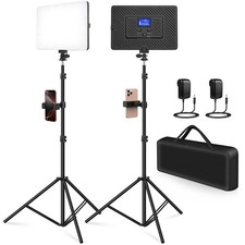 2 Pack Led Video Light Kit, 4000mAh Rechargeable Lithium Battery, Light Panel...