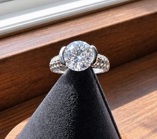 Verragio 925 Sterling Silver Round CZ Engagement Ring w/Diamond Accents Size 6