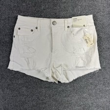 Aeropostale Shorts Juniors 6 White Denim High Rise Shorty Cutoff 2.5 Inseam