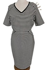 M & S Collection Kleid Damen schön verarbeitet Streifen schmal kurz UK 16 