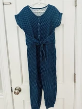 Tucker & Tate Girls Blue And White Dotted Jumpsuit Size 7