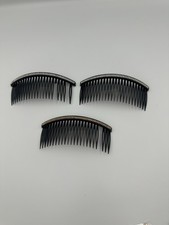 Vintage Black Decorative Hair Comb Enamel Detail, Missing Prongs, Repair Piece