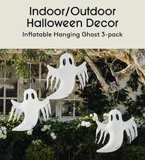 NEW Hanging Inflatable Ghost Halloween Spooky Scary D cor 3 Pack 21 X 18.5