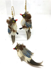 Scottish Feather Bird Feather Earrings Vintage Style Artisan Handmade VGC