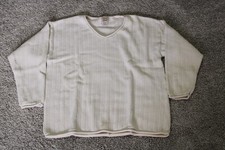 Bass Sweater Men's Small Beige Casual Cotton Long Sleeve Stretch Made In USA